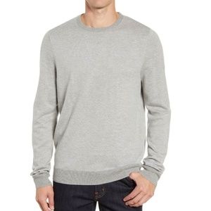 Nordstrom Mens Shop, Birdseye Crew Neck Sweater, Grey Oil, Large